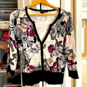 White House Black Market floral cardigan, size large